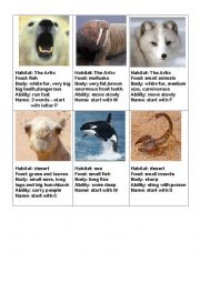 English Worksheet: Animals card guessing game part 1