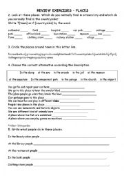 English Worksheet: Review Exercises - Places