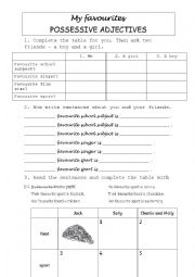 English Worksheet: POSSESSIVE ADJECTIVES my-you-his-her