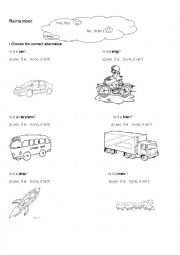 English Worksheet: transportation