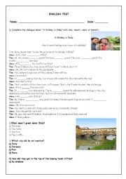 English Worksheet: English test for 8th grade