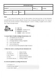 English Worksheet: ENGLISH TEST-7th grade
