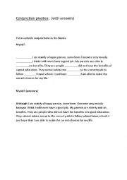 English Worksheet: Conjunction Exercise