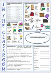 English Worksheet: In the Classroom Vocabulary Exercises