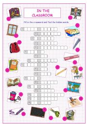 English Worksheet: In the Classroom Crossword Puzzle