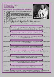 English Worksheet: Reading worksheet - Did you know ? (10) - NEIL ARMSTRONG