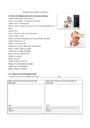 English Worksheet: Dialogue & Exercise-Description of something (Monica needs help!)