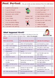 English Worksheet: PAST PERFECT