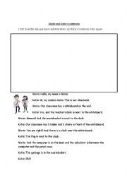 English Worksheet: Read and Draw (Prepositions of Place with Classroom Objects) 
