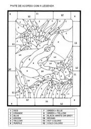 English Worksheet: Color according the key