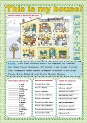 English Worksheet: FURNITURE IN MY HOUSE!!  / THERE IS... THERE ARE...