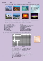 English Worksheet: The Seven Natural Wonders of the World