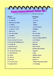 English Worksheet: Practice Common Idomatic Phrases RCL-1
