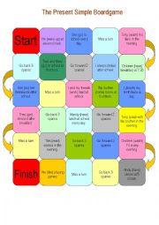 English Worksheet: The Present Simple Boardgame