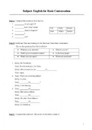 English Worksheet: Basic English Conversation