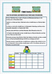 English Worksheet: timetable