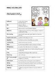 English Worksheet: MENU VOCABULARY