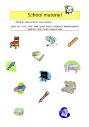 English Worksheet: school material