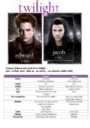 English Worksheet: Twilight heroes: compare them!