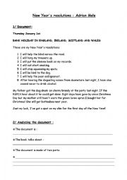 English Worksheet: NEw Years Resolution - Adrian Mole