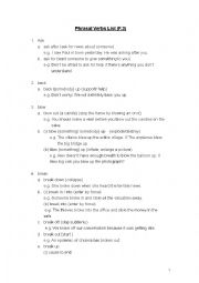 English Worksheet: Phrasal verbs list