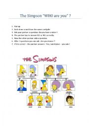 English Worksheet: Simpsons - WHO are you ?