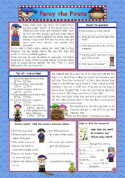 English Worksheet: Percy the pirate (key included)