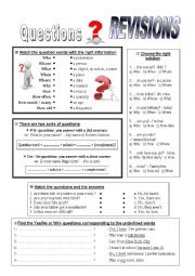 English Worksheet: Questions Revision.