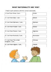 English Worksheet: WHAT NATIONALITY ARE YOU?