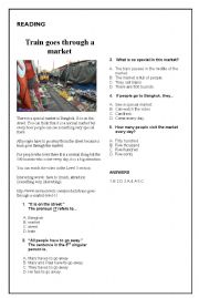 English Worksheet: Train goes through a market