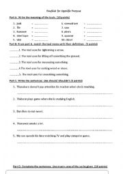 English Worksheet: English for Specific Purpose
