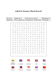 English Worksheet: Yet an other asean nation Word Search