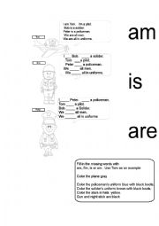 English Worksheet: am is are  and  occupations