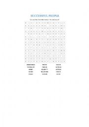 English Worksheet: Successful People Wordsearch