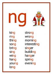English Worksheet: NG Reading flashcard