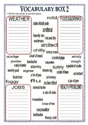 English Worksheet: vocabulary box 2