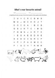 English Worksheet: animal puzzle