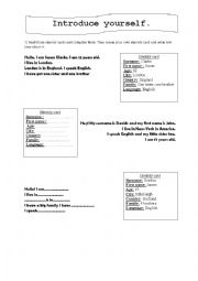 English Worksheet: Introduce yourself