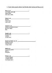 English Worksheet: Where are they eating?