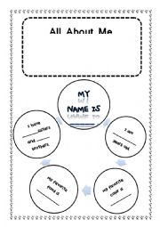 English Worksheet: All About Me