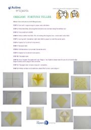 English Worksheet: Origami Fortune teller exercises