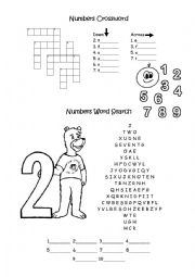 Numbers crossword and wordsearch