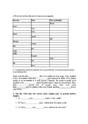 English Worksheet: Present perfect v/s past simple handout
