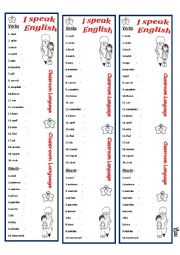 English Worksheet: Classroom Language Bookmark - Instructions