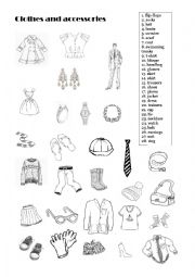 English Worksheet: Clothes & accessories