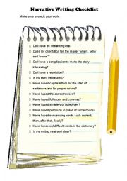 English Worksheet: Narrative writing checklist