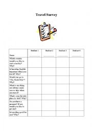 English Worksheet: Travel Survey