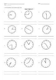 English Worksheet: Telling the time