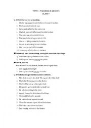 English Worksheet: Prepositions & adjectives