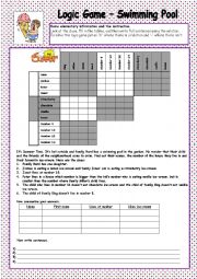 English Worksheet: Logic Game No. 1 - Swimming Pool